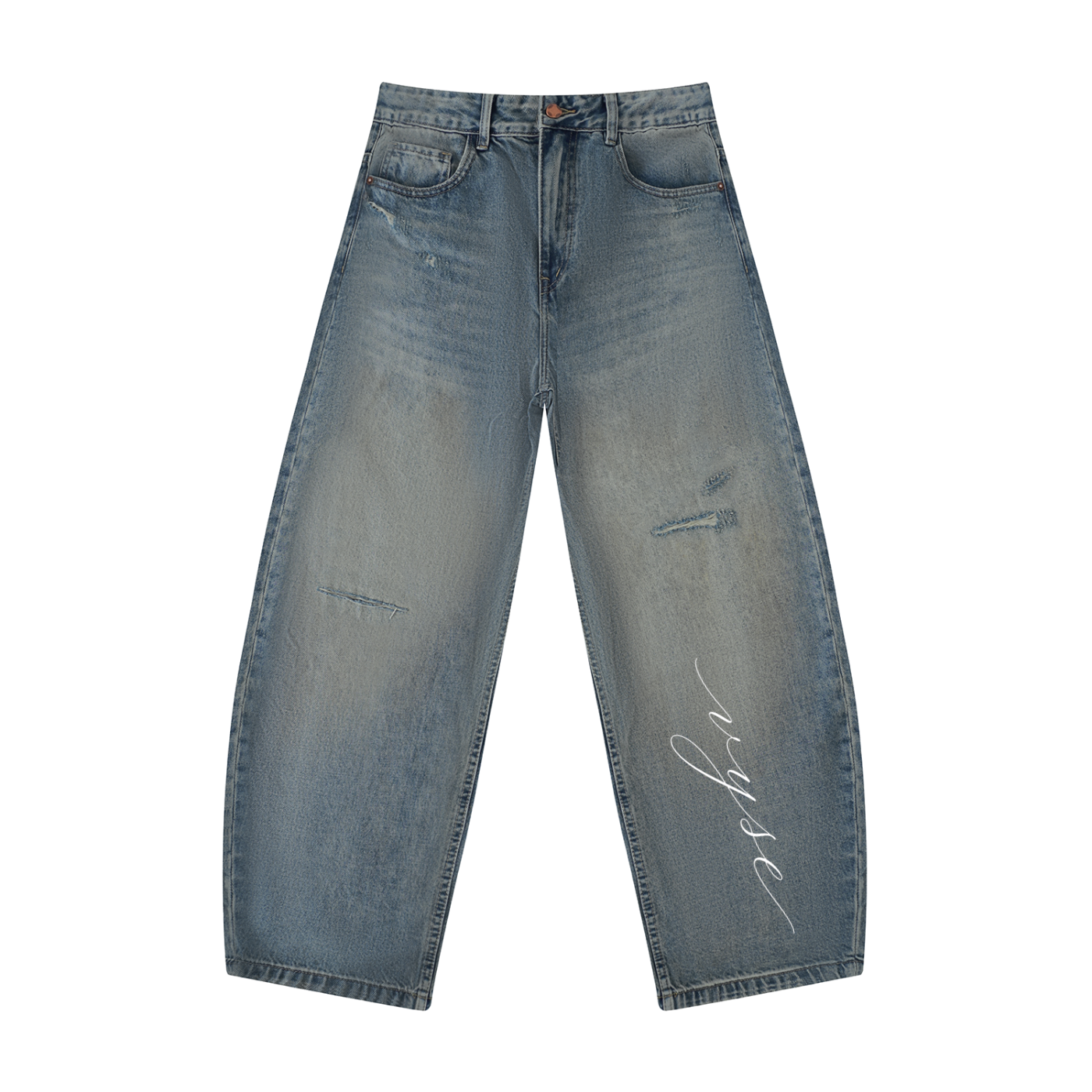 Men's Distressed Barrel Leg Jeans
